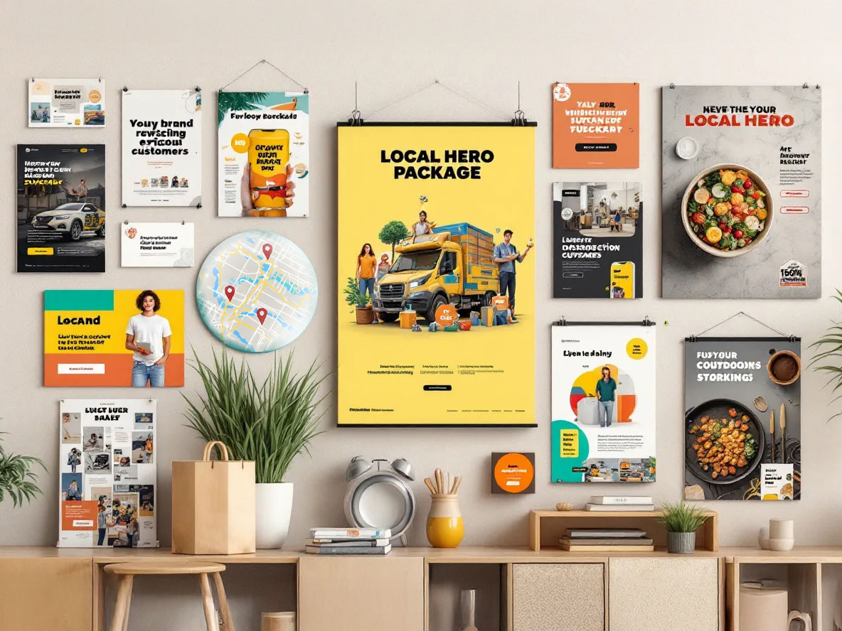 Wand mit diversen Werbeplakaten lokale Werbung Posters